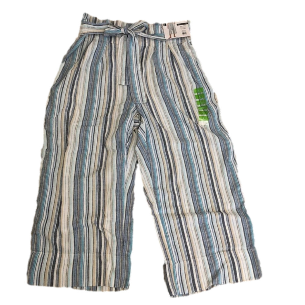 NWT Zac & Rachel Linen Crop Pants with tie belt